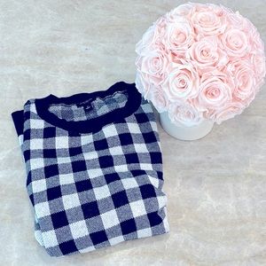 EUC Ann Taylor blue and white check shirt